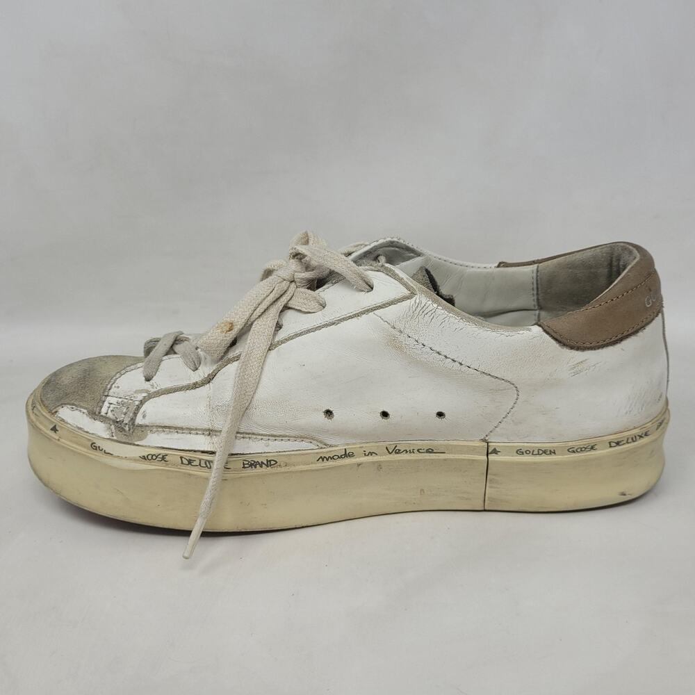 Golden Goose Hi Star Shoes Womens US8 EU38 White Leather Glitter Star Sneaker - Picture 8 of 16